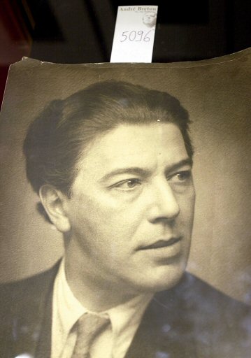 A photograph of late French surrealist writer Andre Breton, taken by French portraitist Felix Bonnet in 1925, is exhibited at Drouot Gallery, Paris, April 2, 2003.